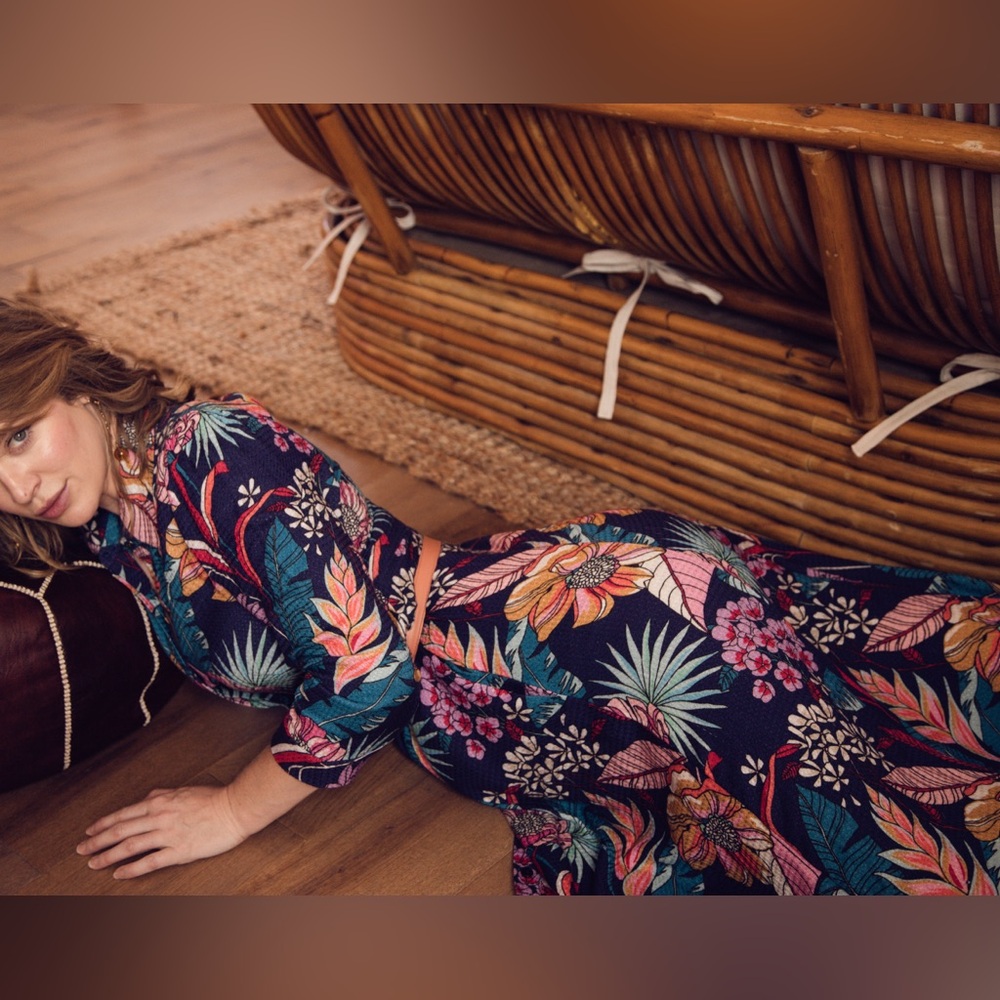 Tropical maxi button up